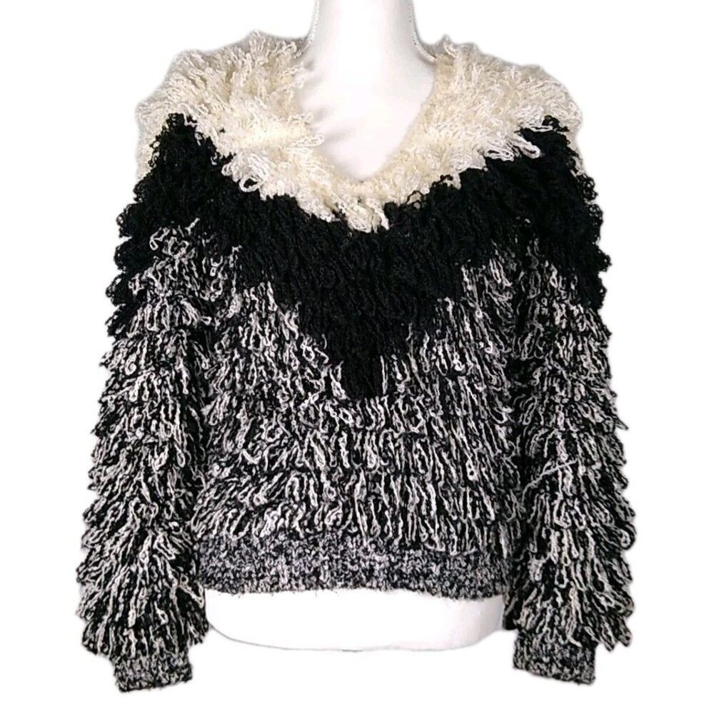 VTG 80s Loop Knit Sweater RARE Statement Wardrobe New Wave Museum Worthy S - M
